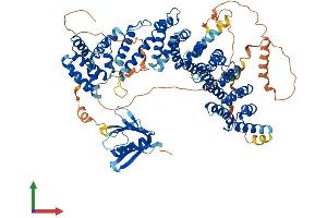 AlphaFold protein structure predicition of Human Recombinant PPP4R3A Protein, UniprotID Q6IN85