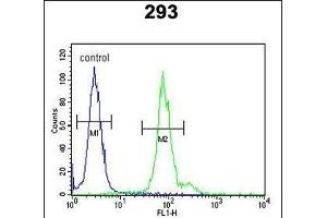 ID4 Antibody (N-term) (ABIN653935 and ABIN2843167) flow cytometric analysis of 293 cells (right histogram) compared to a negative control (left histogram). (ID4 anticorps  (N-Term))