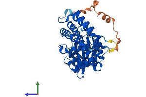 AlphaFold protein structure predicition of Mouse Recombinant Etnk2 Protein, UniprotID A7MCT6