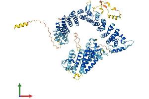 AlphaFold protein structure predicition of Human Recombinant INTS4 Protein, UniprotID Q96HW7