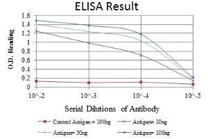 Red: Control Antigen (100 ng), Purple: Antigen (10 ng), Green: Antigen (50 ng), Blue: Antigen (100 ng),