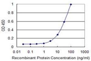 Detection limit for recombinant GST tagged ZNF396 is 1 ng/ml as a capture antibody. (ZNF396 anticorps  (AA 131-230))