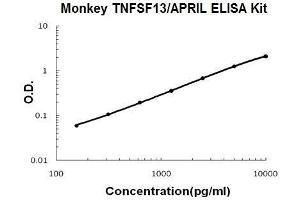 Monkey Primate TNFSF13/APRIL PicoKine ELISA Kit standard curve