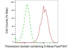 Flow cytometric analysis of Thioredoxin domain containing 5 expression in HT- cells using Thioredoxin domain containing 5 antibody ( (ABIN7800542), 1:2,000).