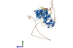 AlphaFold protein structure predicition of Human Recombinant IRAK3 Protein, UniprotID Q9Y616