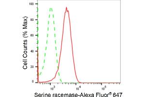 Flow cytometric analysis of Serine racemase expression in HepG2 cells using Serine racemase antibody (ABIN7800303), 1:2,000).