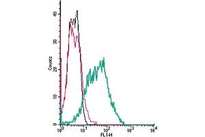 Cell surface detection of  by indirect flow cytometry in live intact human  megakaryocytic leukemia cells: + goat-anti-rabbit-FITC.