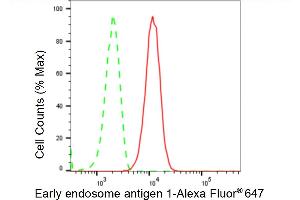 Flow cytometric analysis of Early endosome antigen 1 expression in HT- cells using Early endosome antigen 1 antibody (ABIN7798421), 1:2,000).