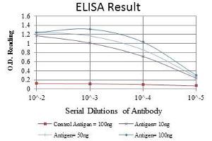 Red: Control Antigen (100 ng), Purple: Antigen (10 ng), Green: Antigen (50 ng), Blue: Antigen (100 ng),