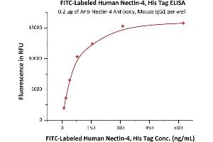 Immobilized An-4 Antibody, Mouse IgG1 at 2 μg/mL (100 μL/well) can bind Fed Human Nectin-4, His Tag (ABIN6973169) with a linear range of 10-78 ng/mL (QC tested).