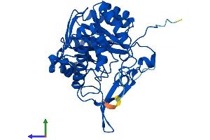 AlphaFold protein structure predicition of Human Recombinant GMPR2 Protein, UniprotID Q9P2T1