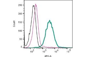 Cell surface detection of /LRRC4 by indirect flow cytometry in live intact human  monocytic leukemia cell line: + goat-anti-rabbit-APC.