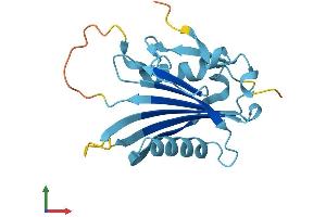 AlphaFold protein structure predicition of Mouse Recombinant Rangrf Protein, UniprotID Q9JIB0