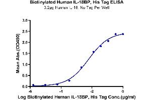 Immobilized Human IL-18 at 2 μg/mL (100 μL/well) on the plate. (IL18BP Protein (AA 31-194) (His-Avi Tag,Biotin))