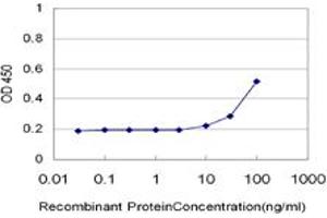 Detection limit for recombinant GST tagged CAMK2D is approximately 10ng/ml as a capture antibody. (CAMK2D anticorps  (AA 301-410))