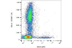 Surface staining of human peripheral blood cells with anti-human CD23 (EBVCS-5) APC.