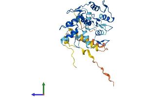 AlphaFold protein structure predicition of Human Recombinant ZNF124 Protein, UniprotID Q15973
