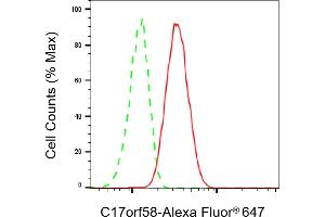 Flow cytometric analysis of C17orf58 expression in HT- cells using C17orf58 antibody (ABIN7798076), 1:1,000). (C17orf58 anticorps)