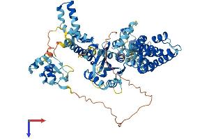 AlphaFold protein structure predicition of Human Recombinant FAM200B Protein, UniprotID P0CF97