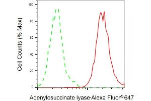 Flow cytometric analysis of Adenylosuccinate lyase expression in HeLa cells using Adenylosuccinate lyase antibody ( (ABIN7797524), 1:2,000).