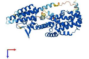 AlphaFold protein structure predicition of Human Recombinant RASGEF1A Protein, UniprotID Q8N9B8