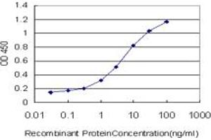 Detection limit for recombinant GST tagged TRIM32 is approximately 0. (TRIM32 anticorps  (AA 105-204))