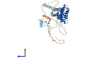 AlphaFold protein structure predicition of Human Recombinant PAIP1 Protein, UniprotID Q9H074