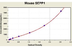 Diagramm of the ELISA kit to detect Mouse SEPP1with the optical density on the x-axis and the concentration on the y-axis. (SEPP1 Kit ELISA)