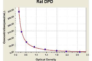 Diagramm of the ELISA kit to detect Rat DPDwith the optical density on the x-axis and the concentration on the y-axis. (DPD Kit ELISA)