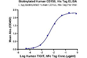 Immobilized Biotinylated Human CD155, His Tag at 1 μg/mL (100 μL/Well) on Streptavidin precoated (5 μg/well) plate .