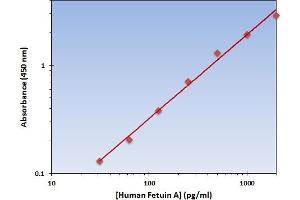 This is an example of what a typical standard curve will look like. (Fetuin A Kit ELISA)