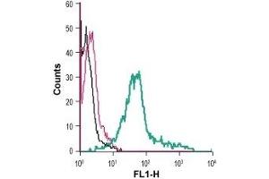 Cell surface detection of GLP1R in live intact human MEG-01 megakaryoblastic leukemia cells: (black line) Cells.