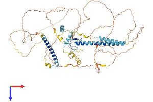 AlphaFold protein structure predicition of Human Recombinant GATAD2A Protein, UniprotID Q86YP4