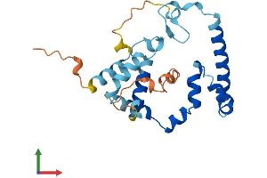 AlphaFold protein structure predicition of Human Recombinant TBC1D28 Protein, UniprotID Q2M2D7
