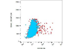 Flow cytometry analysis (surface staining) of TNF alpha-stimulated HUVEC cells with anti-CD106 (STA) PE. (VCAM1 anticorps  (PE))