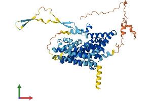 AlphaFold protein structure predicition of Mouse Recombinant Slc1a7 Protein, UniprotID Q8JZR4