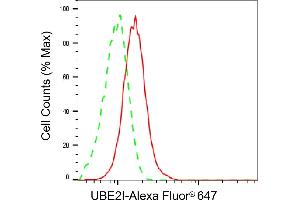 Flow cytometric analysis of UBE2I expression in HepG2 cells using UBE2I antibody (ABIN7800747), 1:2,000).