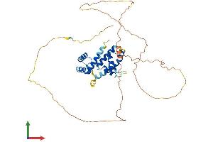 AlphaFold protein structure predicition of Human Recombinant POU4F2 Protein, UniprotID Q12837