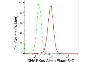 Flow cytometric analysis of DNA PKcs expression in HepG2 cells using DNA PKcs antibody (ABIN7800013), 1:2,000). (Recombinant PRKDC anticorps)