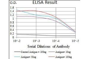 Black line: Control Antigen (100 ng), Purple line: Antigen(10 ng), Blue line: Antigen (50 ng), Red line: Antigen (100 ng), (Fc epsilon RI/FCER1A anticorps  (AA 42-103))