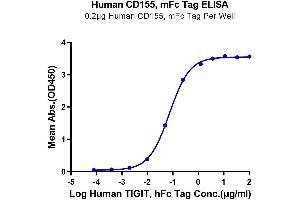 Immobilized Human CD155, mFc Tag at 2 μg/mL (100 μL/well) on the plate. (Poliovirus Receptor Protein (PVR) (AA 21-343) (mFc Tag))