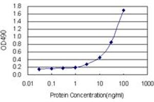 Sandwich ELISA detection sensitivity ranging from 1 ng/mL to 100 ng/mL. (E4F1 (Humain) Matched Antibody Pair)