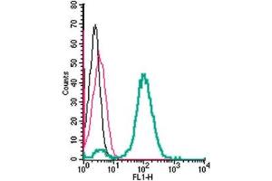 Cell surface detection of Tetraspanin 7 by indirect flow cytometry in live intact human  monocytic leukemia cells: + goat-anti-rabbit-FITC. (Tetraspanin 7 anticorps  (Extracellular))