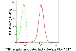 Flow cytometric analysis of TNF receptor associated factor 2 expression in HepG2 cells using TNF receptor associated factor 2 antibody (ABIN7800564), 1:2,000). (Recombinant TRAF2 anticorps)