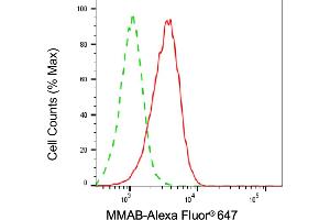 Flow cytometric analysis of MMAB expression in HepG2 cells using MMAB antibody (ABIN7799392), 1:1,000).