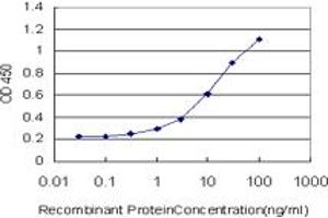 Detection limit for recombinant GST tagged MR1 is approximately 1ng/ml as a capture antibody. (MR1 anticorps  (AA 201-300))