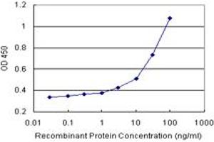 Sandwich ELISA detection sensitivity ranging from 3 ng/mL to 100 ng/mL. (PA2G4 (Humain) Matched Antibody Pair)