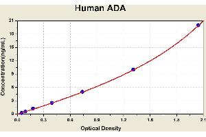Diagramm of the ELISA kit to detect Human ADAwith the optical density on the x-axis and the concentration on the y-axis. (ADA Kit ELISA)